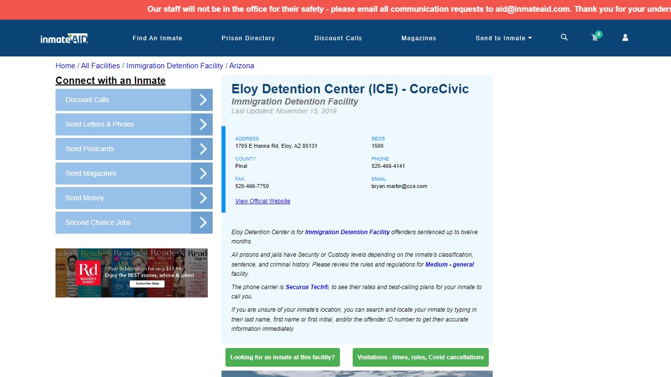 Eloy Detention Center - CoreCivic (ICE) & Inmate Search ...