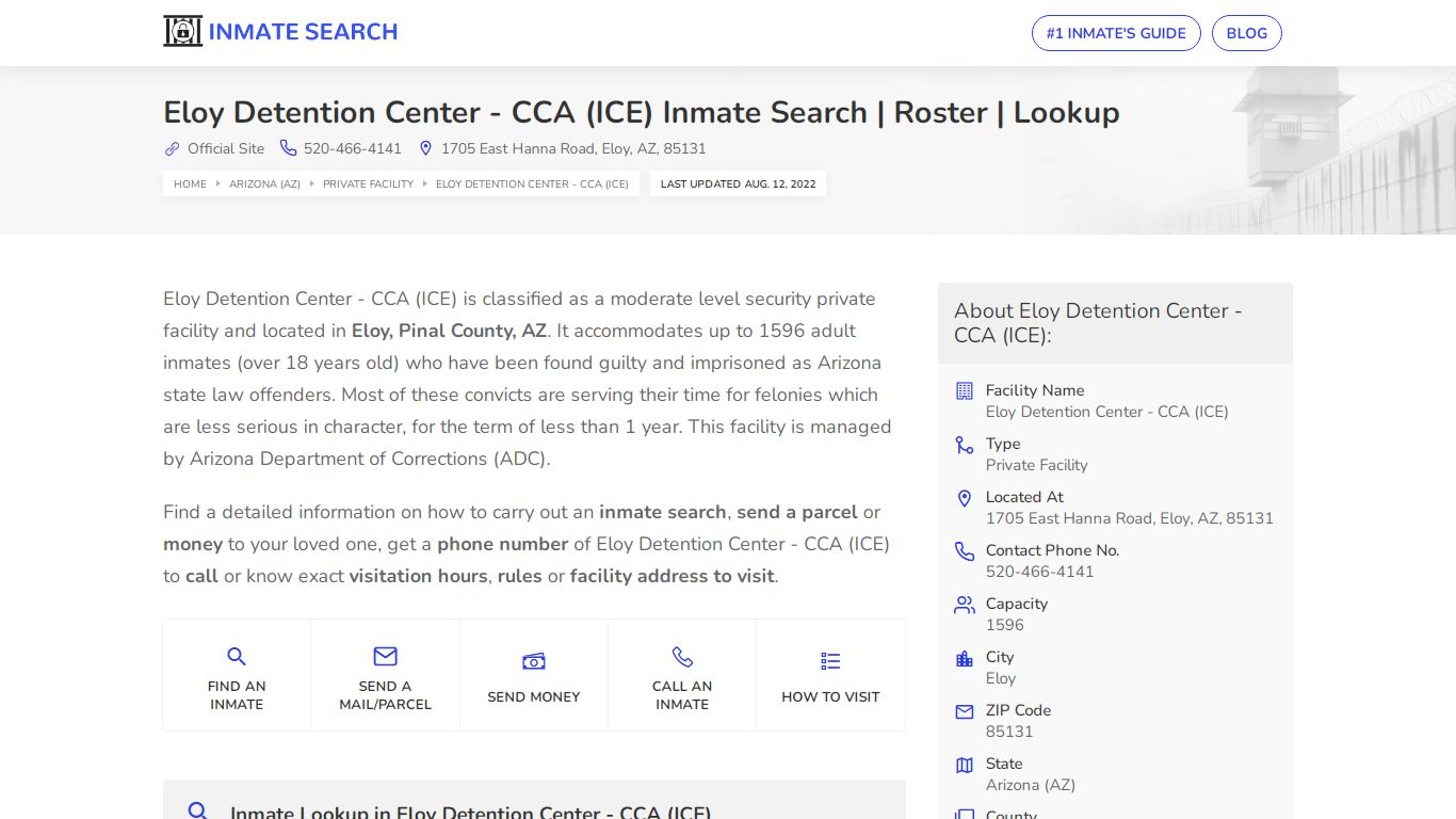 Eloy Detention Center - CCA (ICE) Inmate Search | Roster ...