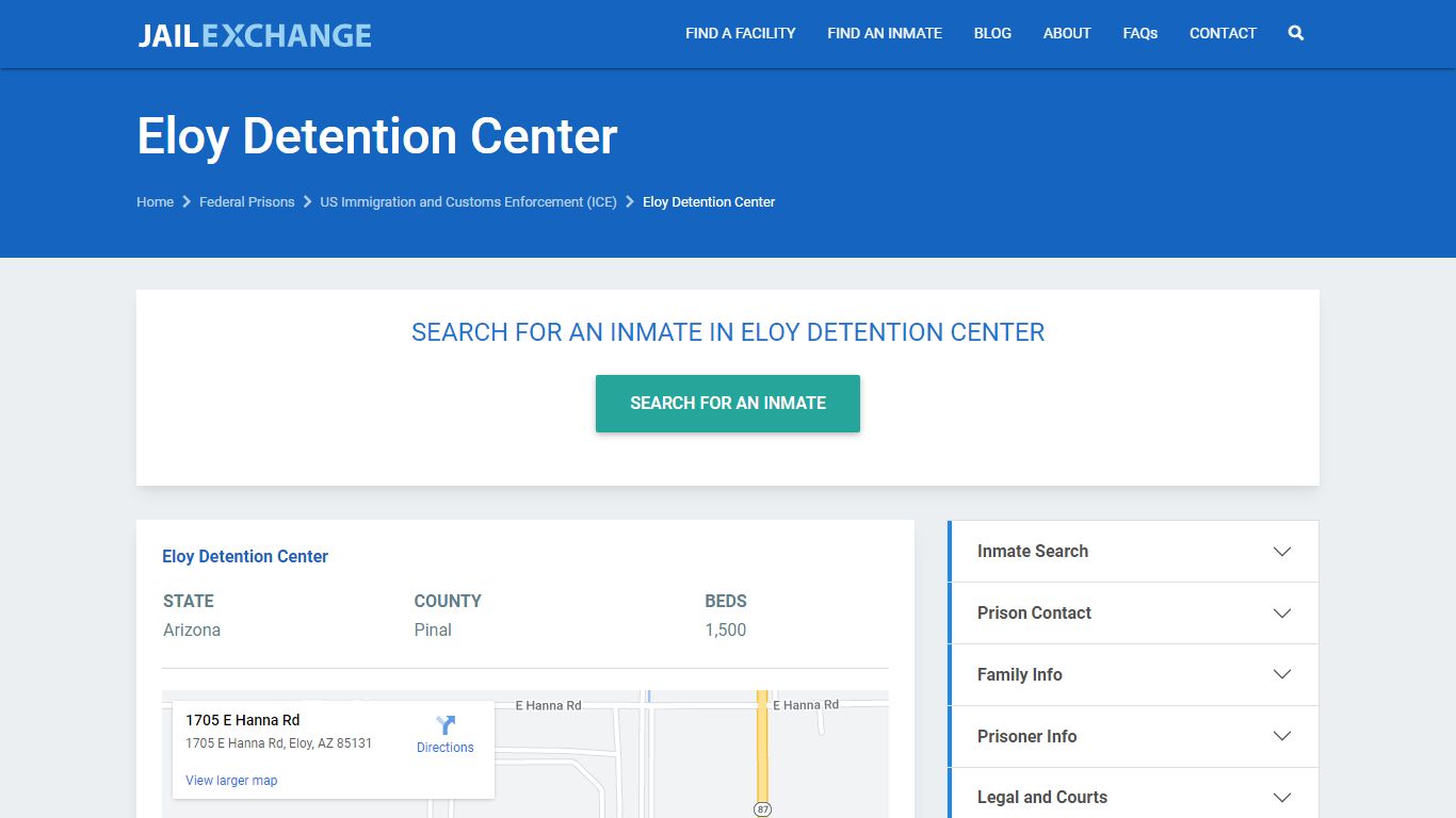 Eloy Detention Center ICE Detainee Locator | Visitation ...